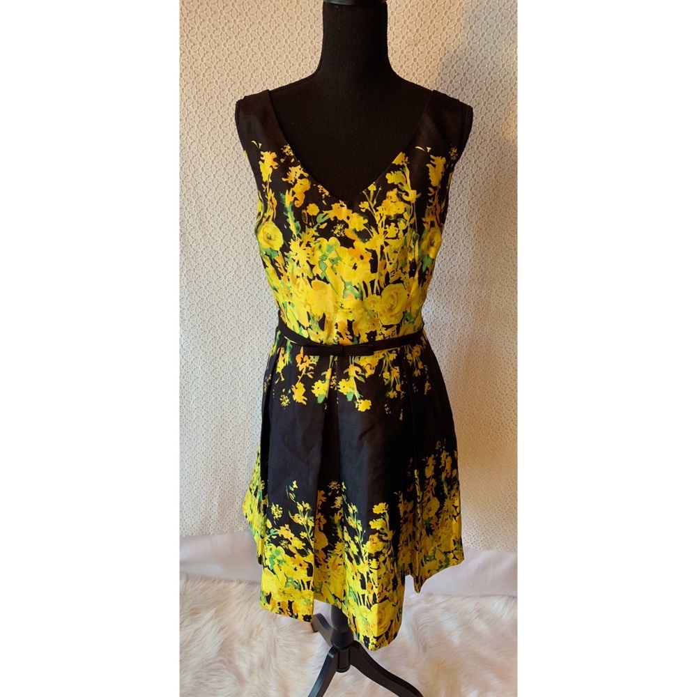 Danny and Nicole Yellow and Black Floral Dress